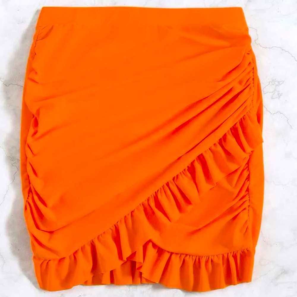 Orange ruffle swimsuit coverup